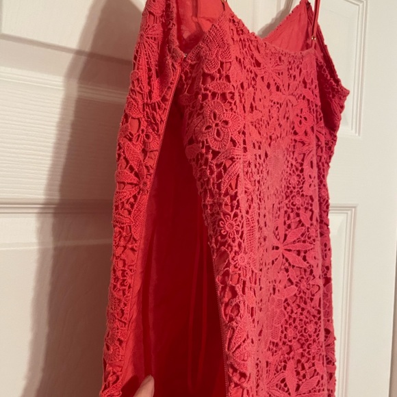 J. Crew Coral Floral Crochet Mini Dress - Size 2 - Picture 5 of 7